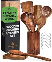 High-Quality Teak Wood Cooking Utensils Set: Aesthetically Pleasing and Functional