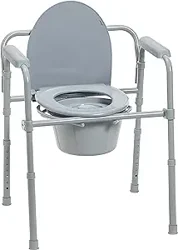 Drive Medical 11148-1 Folding Steel Bedside Commode Chair: Sturdy but Limited Comfort