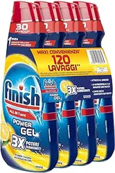 3x Finish Detersivo Lavastoviglie Power Gel 0% 600ml - 30 lavaggi