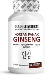 Oladole Natural Korean Red Panax Ginseng Capsules - Energy Boost & Focus Enhancer