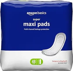 Amazon Basics Thick Maxi Pads - Super Absorbent and Unscented