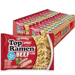 Mixed Customer Sentiment on Nissin Top Ramen Noodle Soup, Beef Flavor