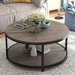 NSdirect Round Coffee Table: Easy Assembly, Sturdiness, & Aesthetic Appeal